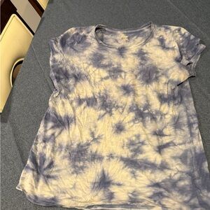 PINK Victoria's Secret Blue and White Relaxed Short Sleeve T-Shirt